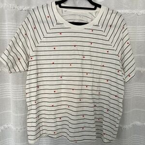 3/$10 SALE Striped Short Sleeve Tee With Heart Design